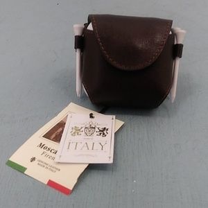 Golf Pouch w/ 4 Balls & Tees Italian Leather Made In Firenze, Italy Dark Brown